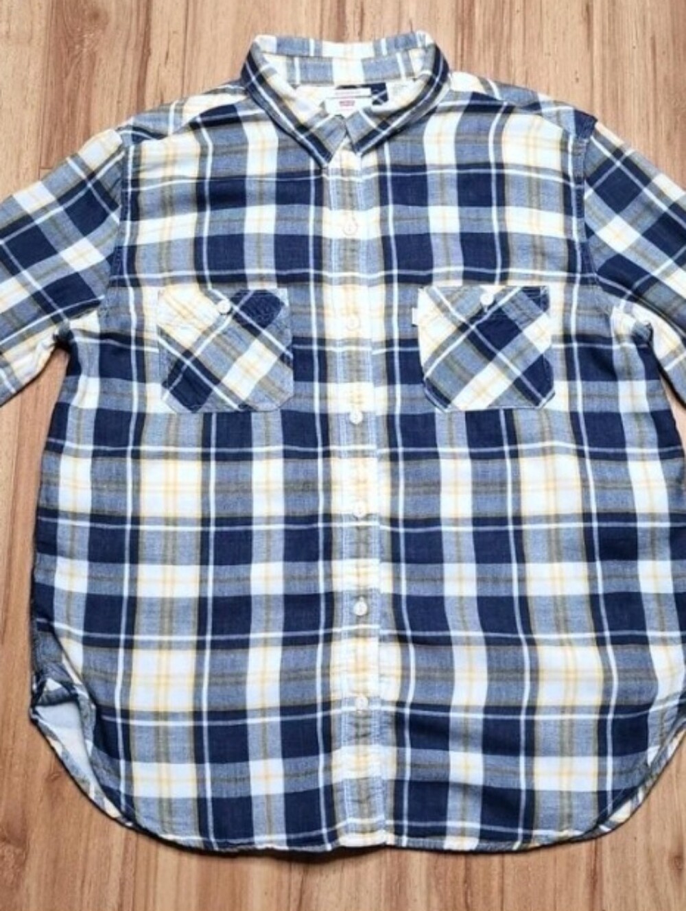 Levi's Boyfriend Fit Long Sleeve Button Down Plaid Shirt Cotton Shirt Size M